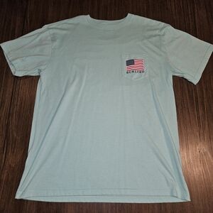 BURLEBO Light Blue Tee with Flag Pocket Mens Size Large